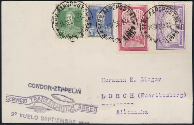 Zeppelin 1932 Argentinien 6. SAF Postkarte Buenos Aires Lorch 179 / 2038