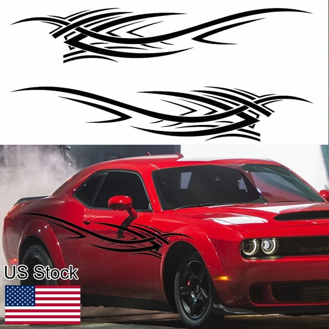 2x sport racing car Black arc-shaped Side Door Stickers For 2016-20 Ford Mustang