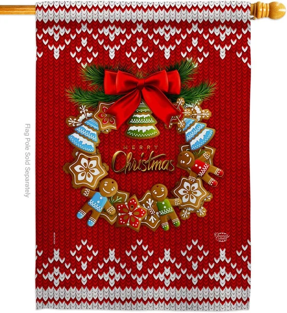 Wreath Tapestry Santa Marry Xmas Present Reindeer Season Wintertime Small Snow