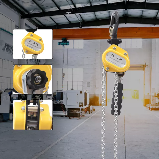 0.5Ton Lever Block Chain Hoist Come Along Puller 20Ft Chain Lifter w/ 2 Ratchet