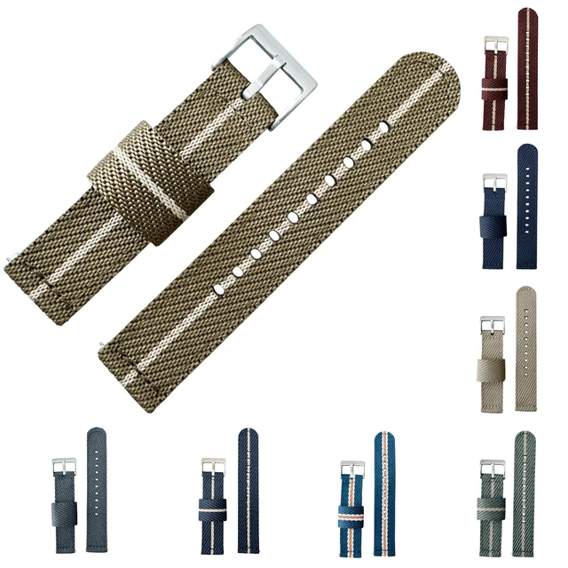 Watch Strap Twill Woven Fabric Two Piece Band Premium Nylon 18mm 20mm 22mm UK