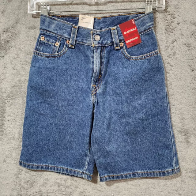 Levis Boys Denim Shorts Blue 7X Reg Loose Fit Adjustable Waistband Bermuda NWT