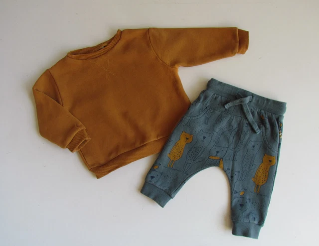 ZARA M&S Baby Boys Bear Joggers & Sweatshirt Outfit age 3-6 months  BJ284or