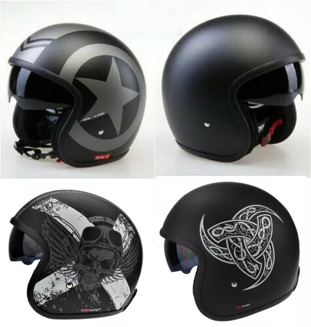 Viper Rs-V06 Open Face Jet Scooter Motorcycle Retro Helmet Mod Target Matt Black