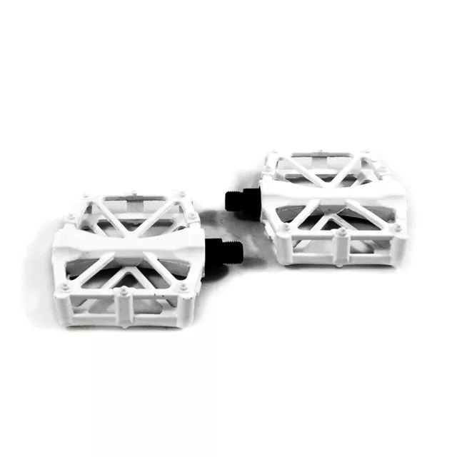 Bicycle Pedals Non Slip Set For Mountain Bike Road Bike Metal 9/16" White