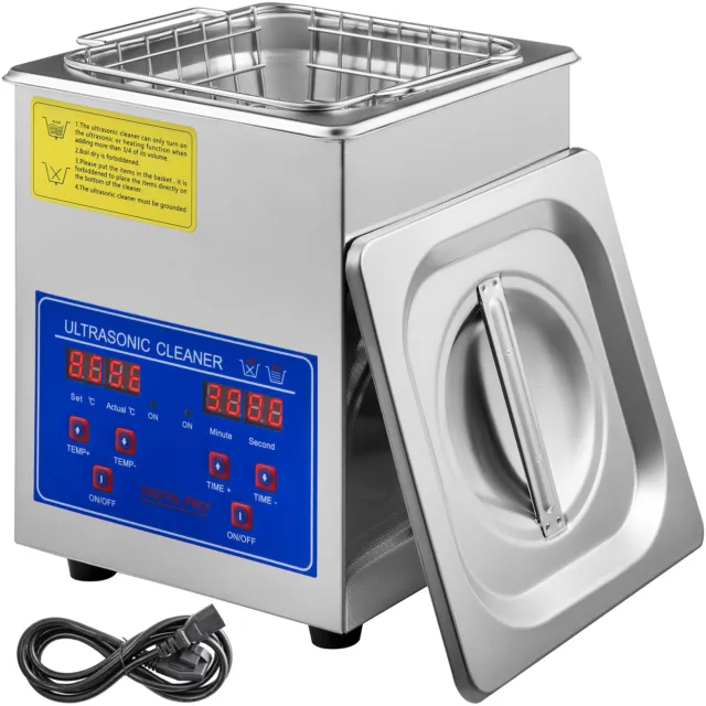 2L Heated Ultrasonic Cleaner Cleaning Heater Industry w/Timer Stainless Steel