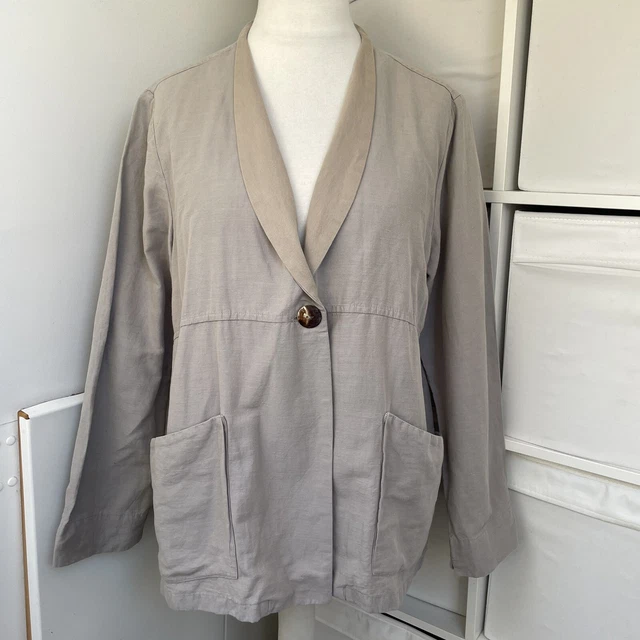 ELEMENTE CLEMENTE Boxy Jacket Size 2 Taupe Linen & Cotton Oversized