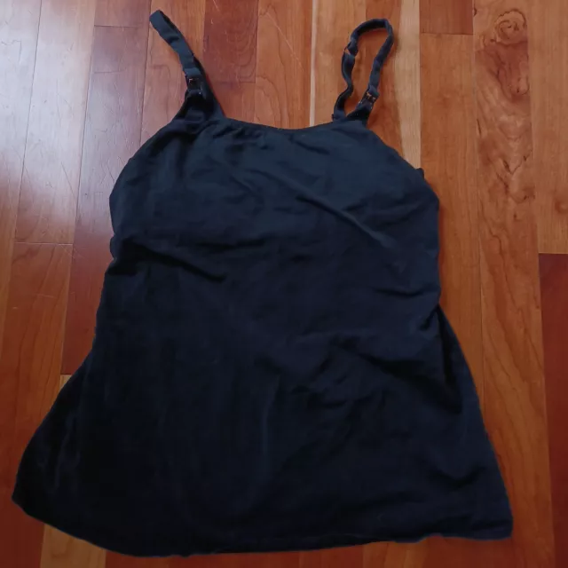 Gilligan & O'Malley Nursing Tank Top Medium Black Maternity women Shirt Cotton