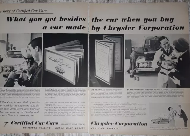 1961 Chrysler Vintage Print Ad Certified Car Care Plymouth Dodge Imperial Dealer
