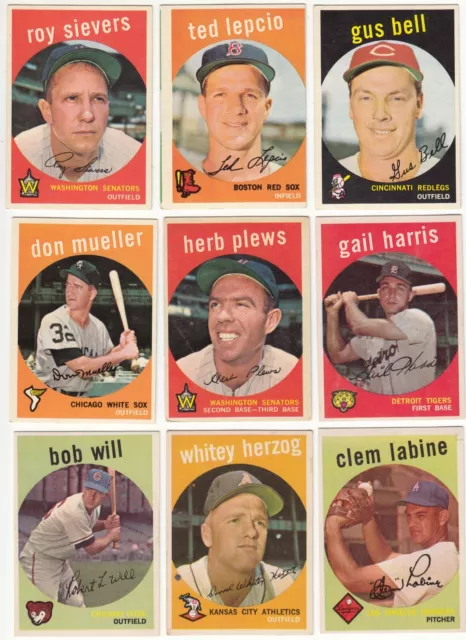 1959 Topps MLB Lot of 18! No dupes! Mostly EX or better!