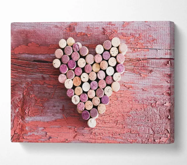 Wine Cork Love Heart Canvas Wall Art Home Decor Large Print