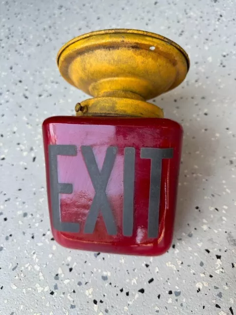 Vintage Ruby Glass Theatre Exit Sign
