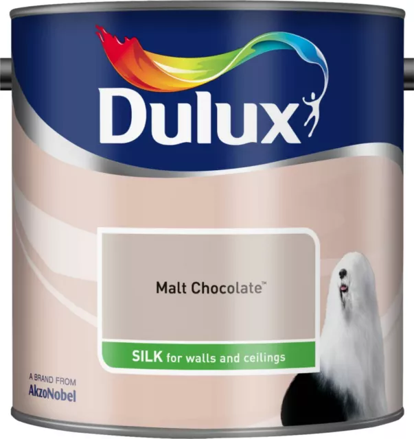 Dulux Smooth Creamy Silk Emulsion Paint Malt Chocolate  2.5L Walls and Ceiling