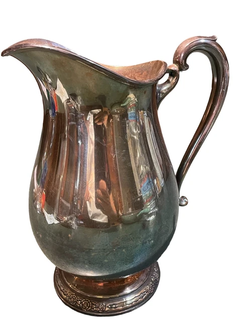 Vintage International Silver Camille Footed Repousse Silver Plate Water Pitcher