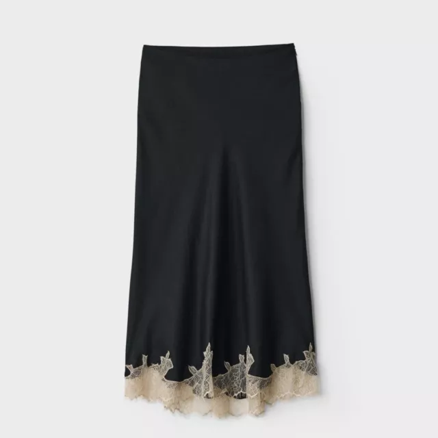 NWT Rag & Bone Jaci Silk Black Satin Slip Skirt. Size 4. Original MSRP $375