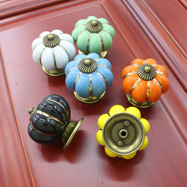 Vintage Draw Pull Handle Cupboard Drawers Ceramic Knobs Pumpkin Cabinet Knob UK
