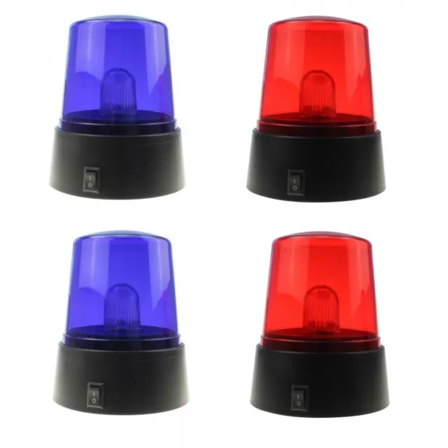 2 x LED Blaulicht Polizei 11cm Blau/Rot Rundumlicht Signal Warnleuchte Party