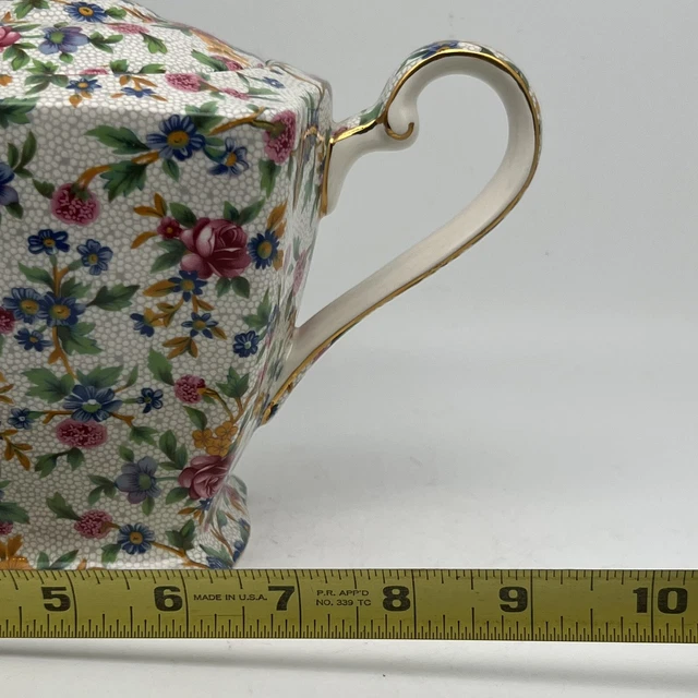 Vintage Royal Winton Grimwades OLD COTTAGE CHINTZ Floral Ascot Teapot England 12