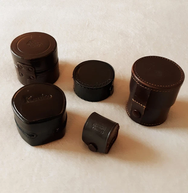 Lot of 5 Vintage Various Empty Camera Lenses Cases Covers Steiner, Nippon, Kenko