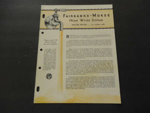 Fairbanks-Morse Home Water Systems Pamphlet Unknown Year                ID:29129