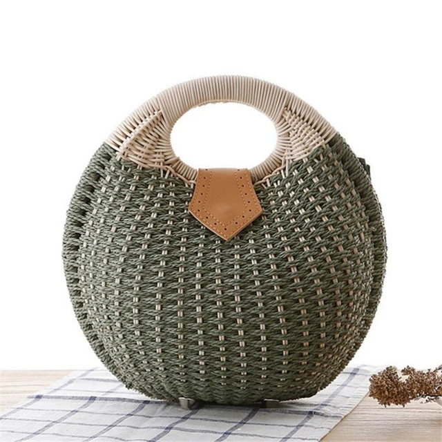 Handbag Rattan Green Handbags Women Straw Purses Women Wallet 4