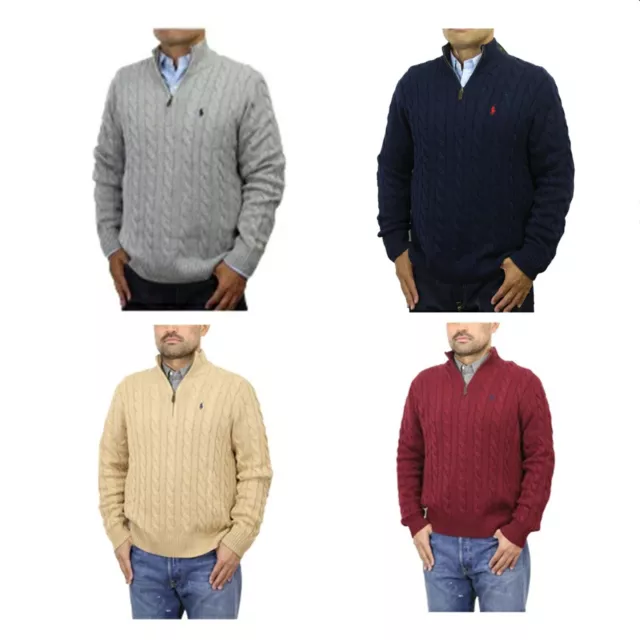 Polo Ralph Lauren Men's Pullover 1/4 Zip Cotton Cable Knit Sweater