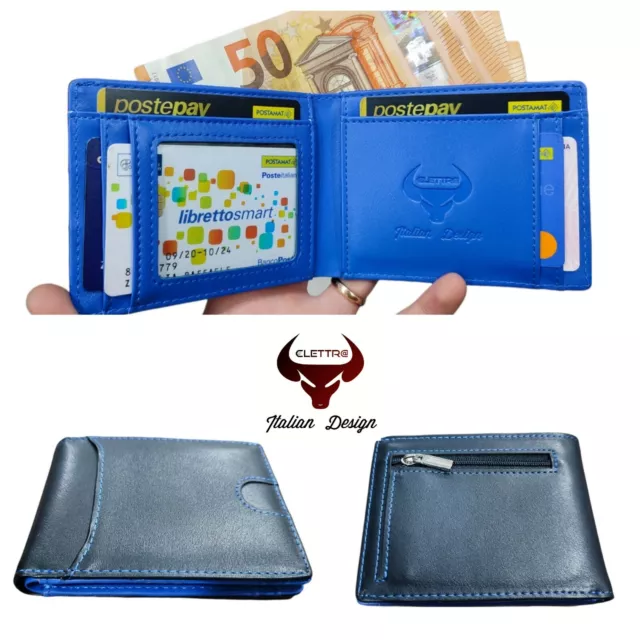 Portafoglio Uomo Verticale Porta Carte Di Credito slim RFID Ecopelle bancomat