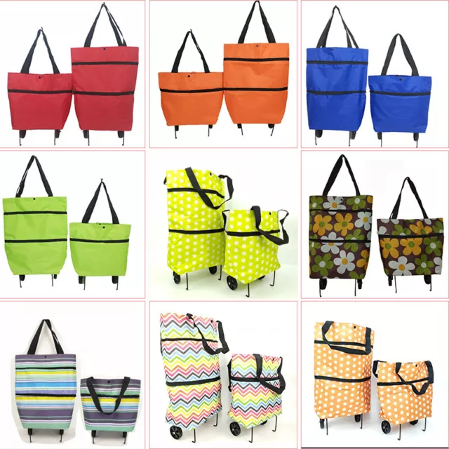 Collapsible Trolley Bags Folding Shopping Bag With Wheels Foldable Shopping Cart