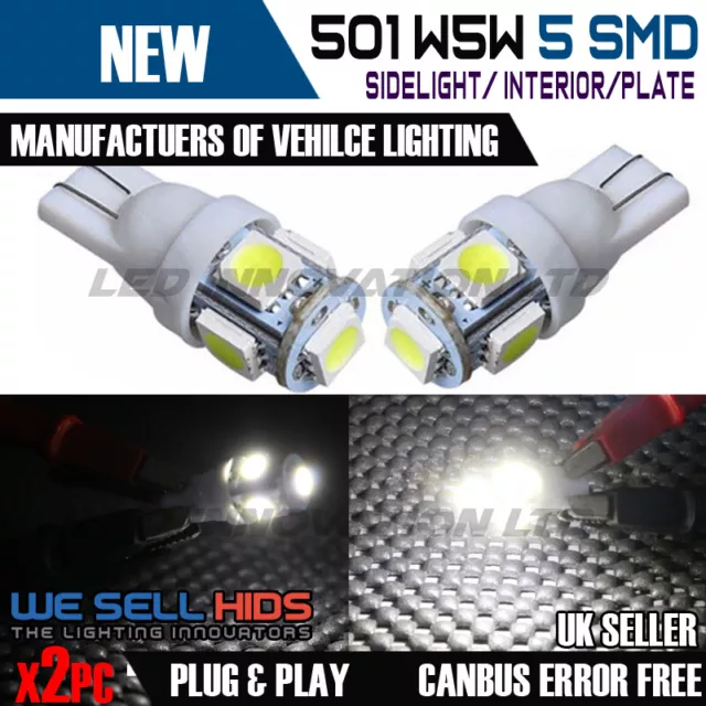 501 Led T10 Side Light White Bulbs Car Van Canbus Error Free Xenon W5w 194 Wedge