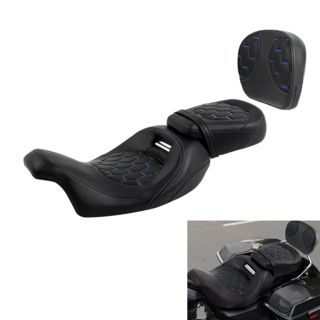 Rider Passenger Seat with Backrest Fit For Harley Touring Road King FLHR 09-23