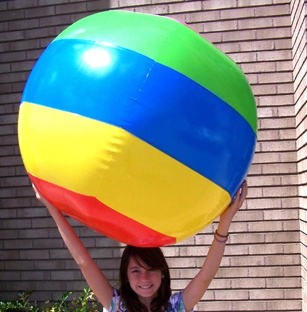HUGE 4 FOOT STRIPED INFLATABLE BEACH BALL novelty blowup TOY inflate