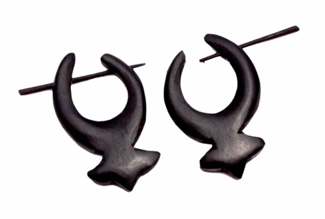 A Pair of Black Natural Wood USA Handmade Ebony Organic Wooden Earrings EAR387 2