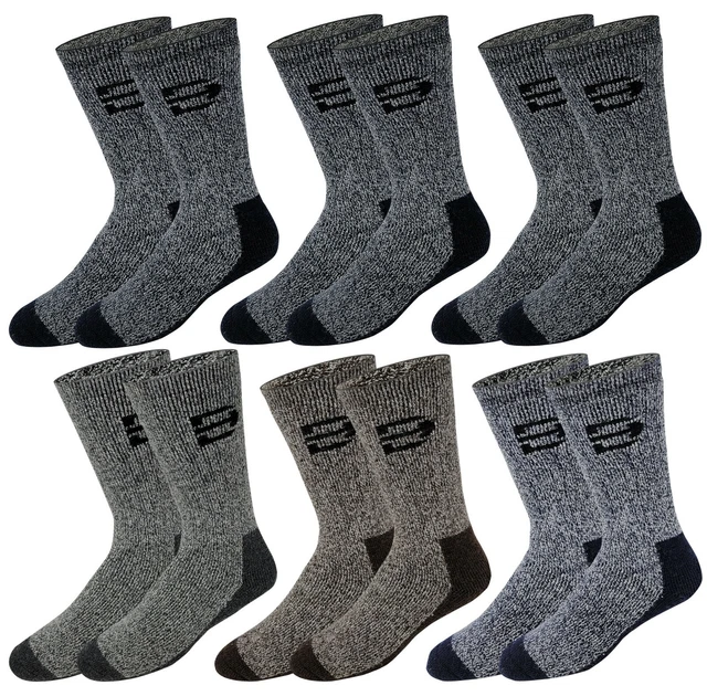 6 Pairs Men's Heavy Weight Outdoor Merino Wool Hiking Winter Thermal Boot Socks