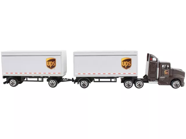 UPS Truck w Double Pup Trailers Brown United Parcel Service 1/87 Diecast Model