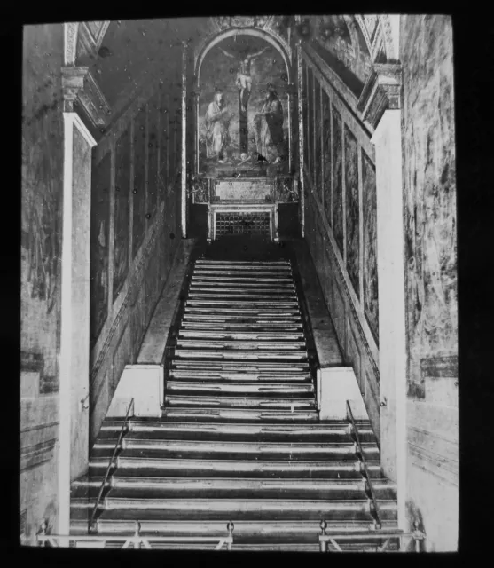 Glass Magic Lantern Slide ST JOHNS LATERAN HOLY STAIRS C1900 ITALY ROME ROMA