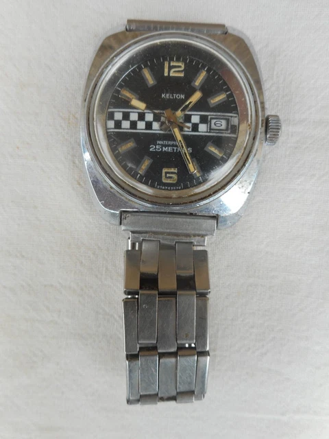 MONTRE VINTAGE MÉCANIQUE Kelton racing rallye waterproof 25 metres