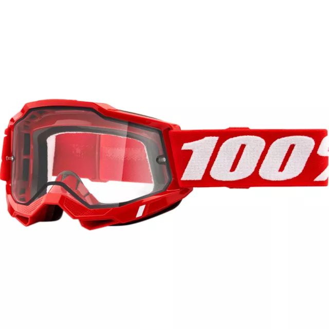 100% MX Percent Accuri 2 Enduro Moto Red Clear Off Road Dirt Bike Goggles