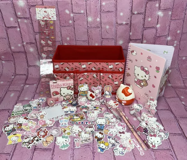 Hello Kitty Sanrio Deluxe Bundle~Stationary~Stickers~Notebook~Pens~Squishy~Cute