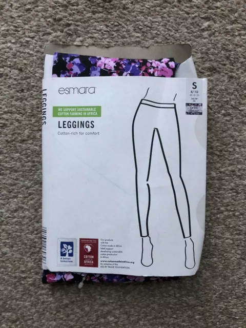 NUOVI LEGGINGS CAPRI Donna Esmara Lidl 8/10 Small S Cotone Blu/Navy Stampa  Bianca EUR 11,72 - PicClick IT