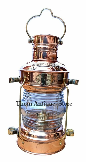 Nautisch Maritim Schiff Laterne Kupfer & Messing Anker Öl Lampe Boot Hell 10 "