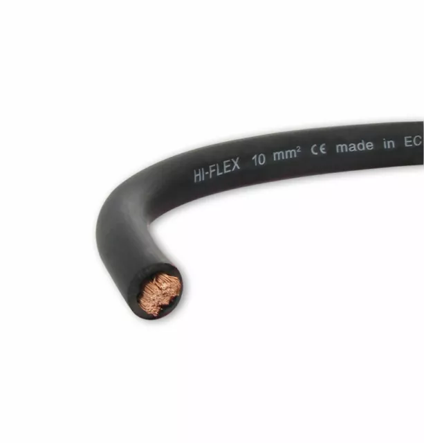 CABLE ELECTRIQUE EXTRA SOUPLE BATTERIE SOUDAGE NOIR 10 mm² - LONGUEUR AU CHOIX