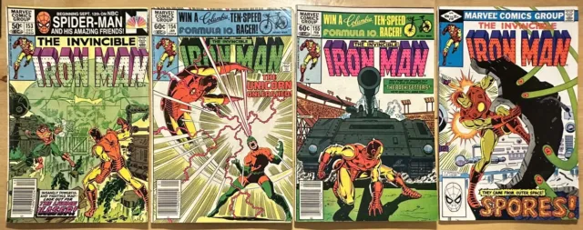 The Invincible Iron Man #153, #154, #155, #157 Marvel Bronze Age Comic Book Lot