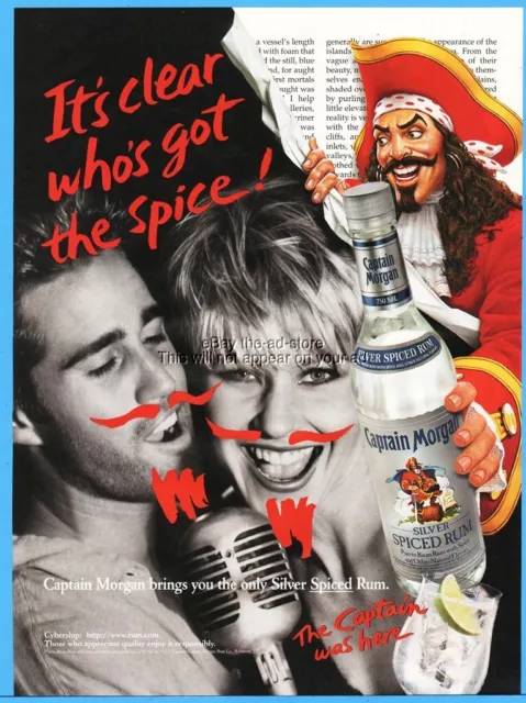 1997 Captain Morgan Silver Spiced Rum It's Clear Who's Got The Spice Mustache Ad