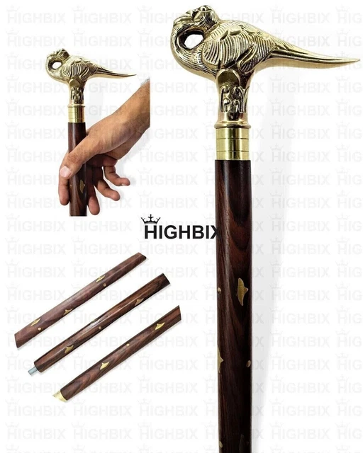 Handmade Design Solid Peacock Handle Vintage Gift Wood Walking Stick Cane