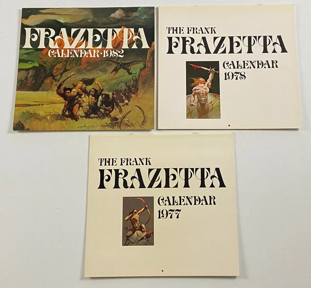 FRANK FRAZETTA CALENDAR 1977 1978 1982 3pc Lot Unused Official Fantasy Artwork