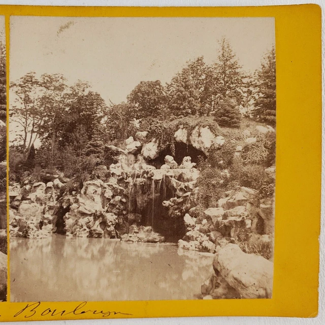 Paris Park Waterfall Cascade Stereoview c1865 Bois de Boulogne France Photo C503