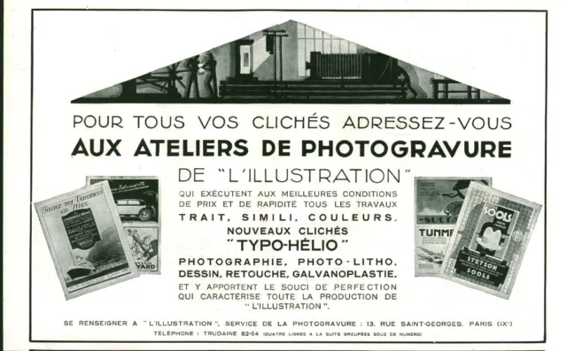 Publicité ancienne ateliers de photogravure 1933 issue de magazine