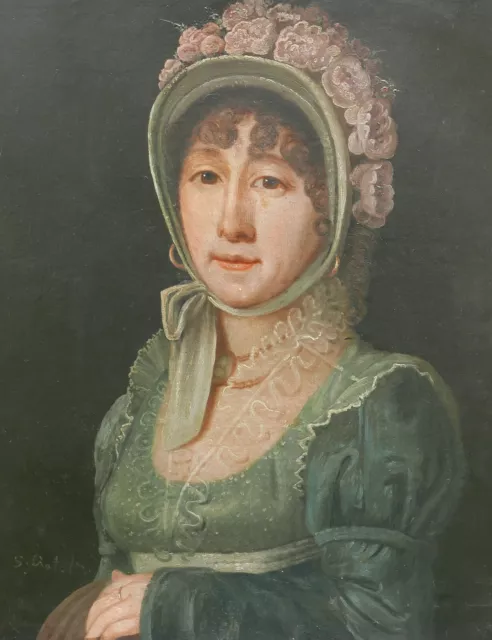 Rotels Portrait de Femme à la Coiffe Ier Empire Huile/Toile du XIXe siècle Signé