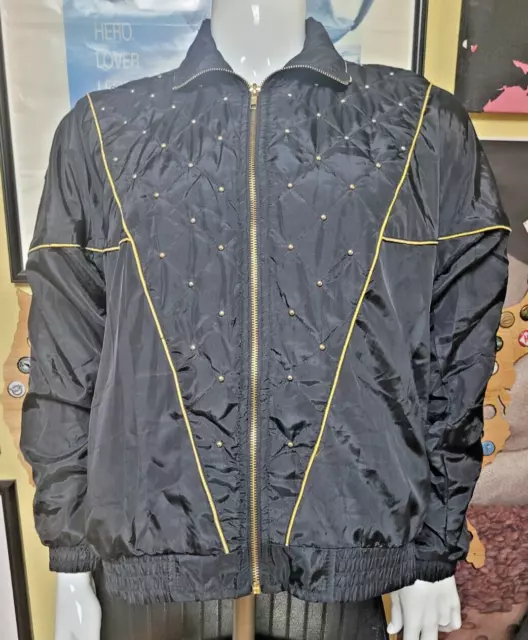 VTG Womens 80s 90s Black Gold Michael Jackson Track Jacket Medium Blair Boutique