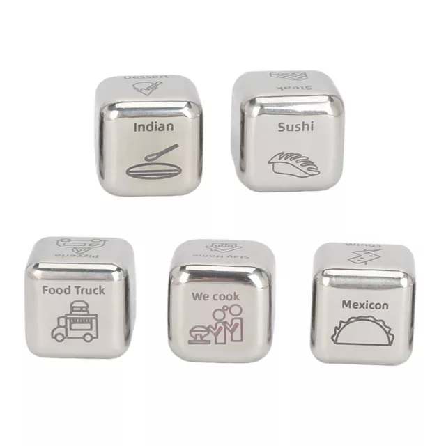 5pcs Dinner Dice Funny Stainless Steel Portable Food Decision Dice For VIS